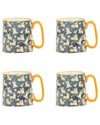 10 Strawberry Street Set Of 4 Bella Mugs: Corgi Delight