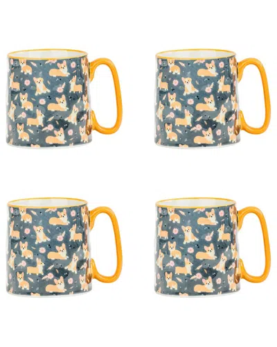 10 STRAWBERRY STREET 10 STRAWBERRY STREET SET OF 4 BELLA MUGS: CORGI DELIGHT