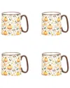 10 Strawberry Street Set Of 4 Bella Mugs: Harvest Berry Pumpkins