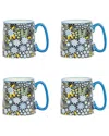 10 Strawberry Street Set Of 4 Bella Mugs: Pop Dark Floral In Multi