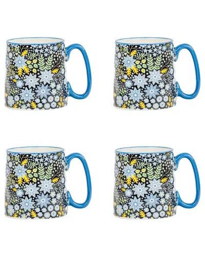 10 Strawberry Street Set Of 4 Bella Mugs: Pop Dark Floral In Multi