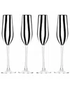 10 Strawberry Street Set Of 4 Black & White Stripe Glassware, Coupe In Black