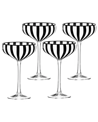 10 Strawberry Street Set Of 4 Black & White Stripe Glassware, Red Wine