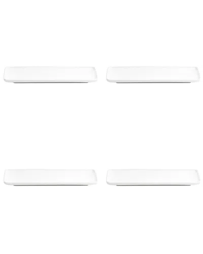 10 Strawberry Street Set Of 4 Bliss Coupe Rectangle Platters In White