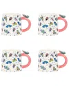 10 Strawberry Street Set Of 4 Butterfly Coffee Mugs