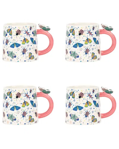 10 Strawberry Street Set Of 4 Butterfly Coffee Mugs