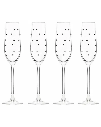 10 Strawberry Street Set Of 4 Charming Heart Glassware In Transparent
