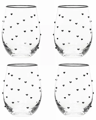 10 STRAWBERRY STREET 10 STRAWBERRY STREET SET OF 4 CHARMING HEART GLASSWARE, STEMLESS WINE