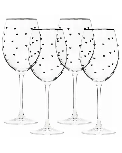 10 Strawberry Street Set Of 4 Charming Heart T Glassware In Transparent