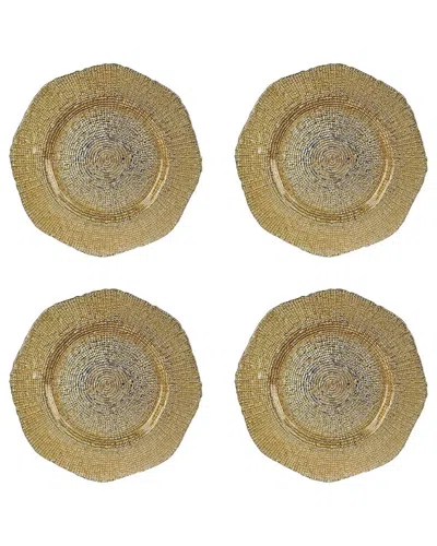 10 Strawberry Street Set Of 4 Citrine Glass Chargers