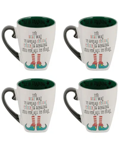 10 Strawberry Street Set Of 4 Elf In Training Holiday Mug In Green