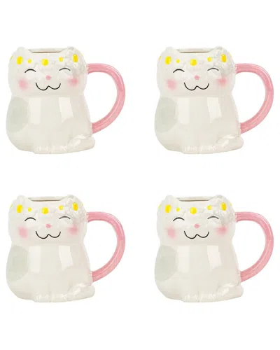 10 Strawberry Street Set Of 4 Floral Cat Mugs