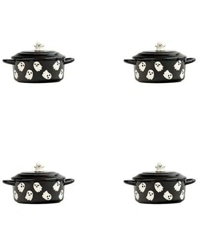 10 Strawberry Street Set Of 4 Flying Ghost Bakeware Cocotte In Black