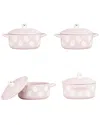 10 Strawberry Street Set Of 4 Flying Ghost Bakeware Cocotte In Pink