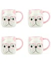10 Strawberry Street Set Of 4 Frenchie Hearts Mugs