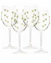 10 Strawberry Street Set Of 4 Gold Bow Glassware In Transparent