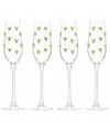 10 Strawberry Street Set Of 4 Gold Bow Glassware In Transparent