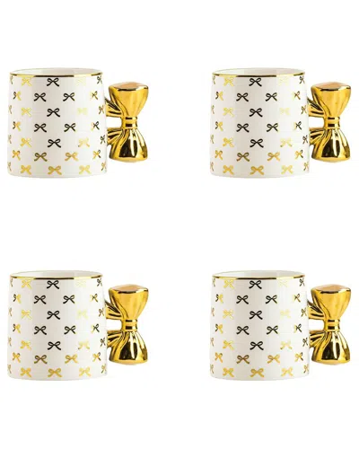 10 Strawberry Street Set Of 4 Gold Bow Mug