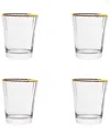 10 Strawberry Street Set Of 4 Grace Gold Rim Glassware: Double Old Fashioned In Transparent