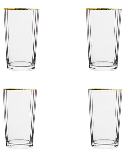 10 Strawberry Street Set Of 4 Grace Gold Rim Glassware: Hiball In Transparent