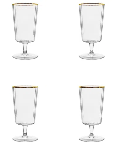 10 Strawberry Street Set Of 4 Grace Gold Rim Glassware: Water Goblet