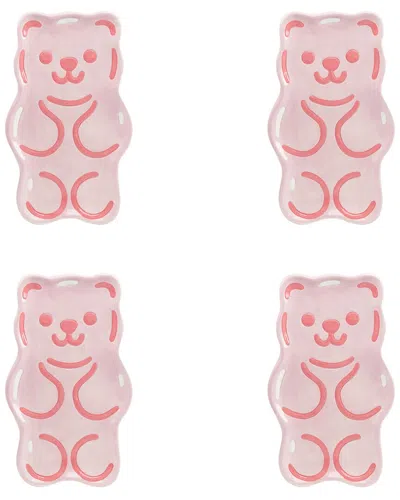 10 Strawberry Street Set Of 4 Gummy Bear Appetizer Plates In Pink