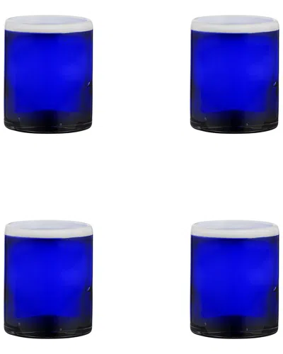 10 Strawberry Street Set Of 4 Leon Mexican Glassware Dofs In Blue