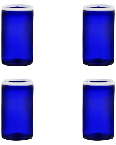 10 Strawberry Street Set Of 4 Leon Mexican Glassware Hiballs In Blue
