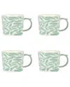 10 Strawberry Street Set Of 4 Madison Mugs, Kelp
