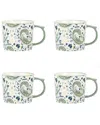 10 Strawberry Street Set Of 4 Madison Mugs, Paisly Cat