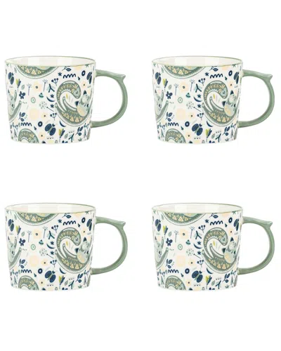 10 Strawberry Street Set Of 4 Madison Mugs, Paisly Cat