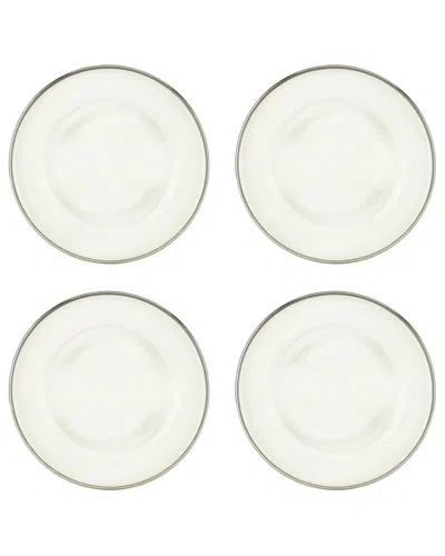 10 Strawberry Street Set Of 4 Markle Ribbed Glass Chargers In Metallic