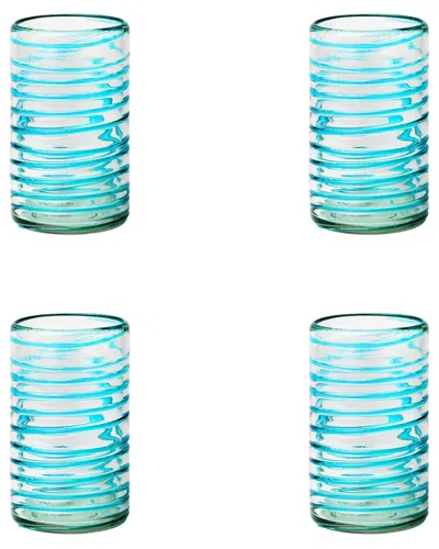 10 Strawberry Street Set Of 4 Meridia Mexican Glassware Hiballs In Blue