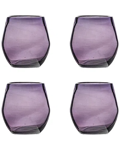 10 Strawberry Street Set Of 4 Morado Mexican Stemless Wine Glasses