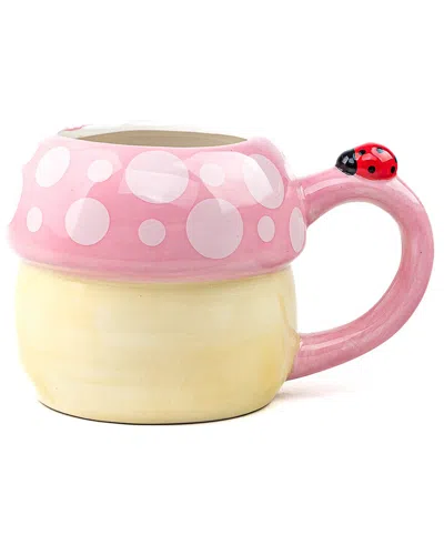 10 Strawberry Street Set Of 4 Pink Mushroom With Ladybug Mugs