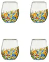 10 Strawberry Street Set Of 4 San Lucas Mexican Stemless Wine Glasses