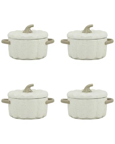 10 Strawberry Street Set Of 4 Pumpkin Patch 4in Mini Stoneware Tureens In White