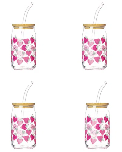 10 Strawberry Street Set Of 4 Strawberry Glass Sippers
