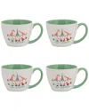 10 Strawberry Street Set Of 4 S'up Gnomies Holiday Mug In Green
