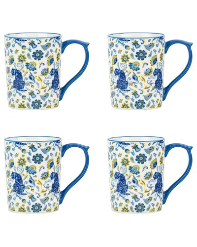 10 Strawberry Street Set Of 4 Sylvie Mugs In Blue