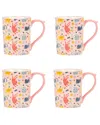 10 Strawberry Street Set Of 4 Sylvie Mugs In Pink