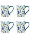 10 Strawberry Street Set Of 4 Sylvie Mugs In Blue