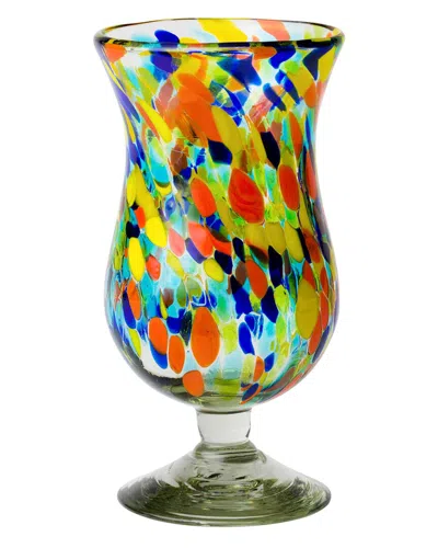 10 Strawberry Street Set Of 6 Carnival Hurricane Handblown Mexican Glasses In Multi