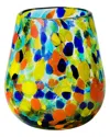 10 Strawberry Street Set Of 6 Carnival Stemless Wine Handblown Mexican Glasses