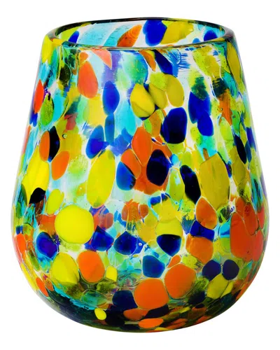 10 Strawberry Street Set Of 6 Carnival Stemless Wine Handblown Mexican Glasses