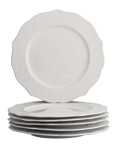 10 Strawberry Street Set Of 6 Dahlia Dinner Plates In Neutral