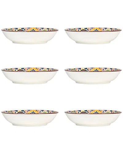10 Strawberry Street Set Of 6 Fiesta Bloom Dinner Bowls In Neutral