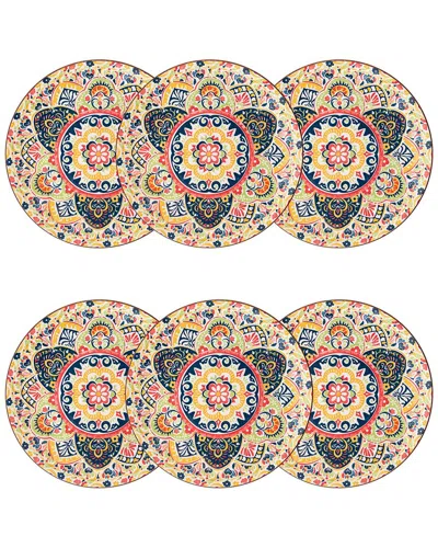 10 Strawberry Street Set Of 6 Fiesta Bloom Dinner Plates In Multi