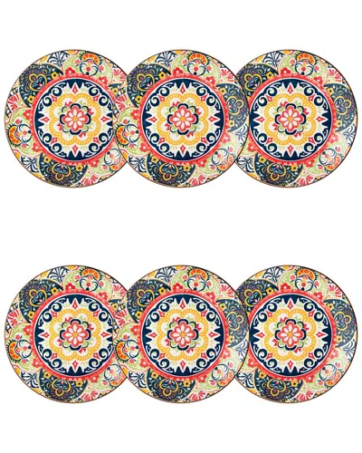 10 Strawberry Street Set Of 6 Fiesta Bloom Salad Plates In Multi