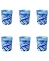 10 Strawberry Street Set Of 6 Malibu Mexican Glassware: Double Old Fashioned In Blue